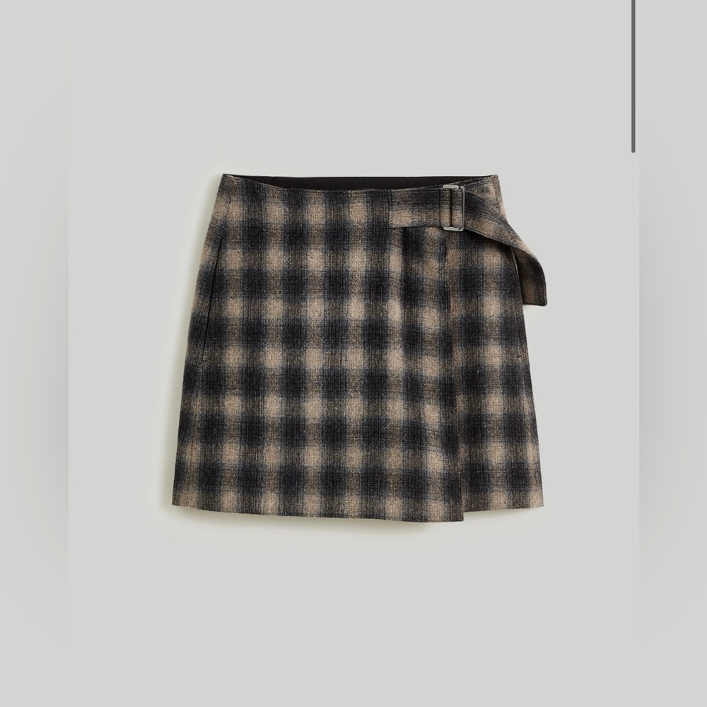 Madewell Buckle Belt Wrap Mini Skirt in Plaid NWT Size 14